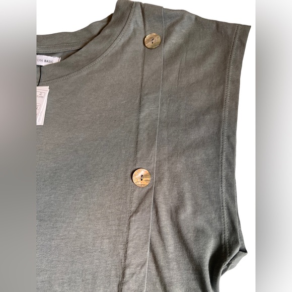 NWT ESFERA BASIC Women’s Top with Buttons Detail on the Front Size L Color Olive - Picture 5 of 6